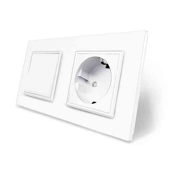 LIVOLO Одноклавішний вимикач з розеткою Livolo білий скло (VL-C7C1EUK1-11) Коломыя