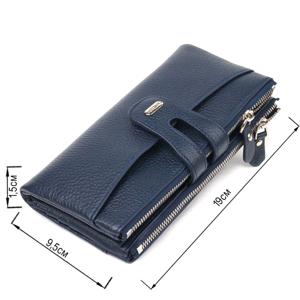 Зручний гаманець із натуральної зернистої шкіри Синій (CANPELLINI) Київ - фото 7