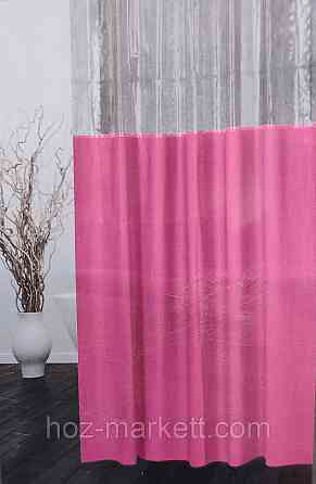 Штора в ванную однотоная с прозрачным верхом розовая шторка для ванной 180 х 180 см Харьков