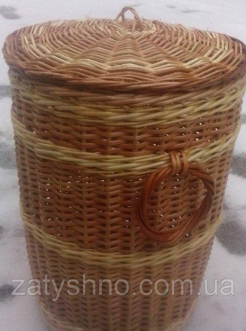 Бочка плетена з лози з кришкою кавова Київ - фото 2