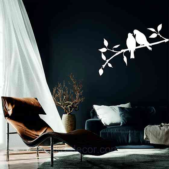 Декоративное настенное Панно «Две птички», Декор на стену 50*15 см, Белый Киев