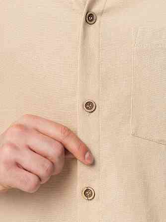 Темно-бежева лляна сорочка для чоловіків із довгим рукавом Pobedov Founder Київ