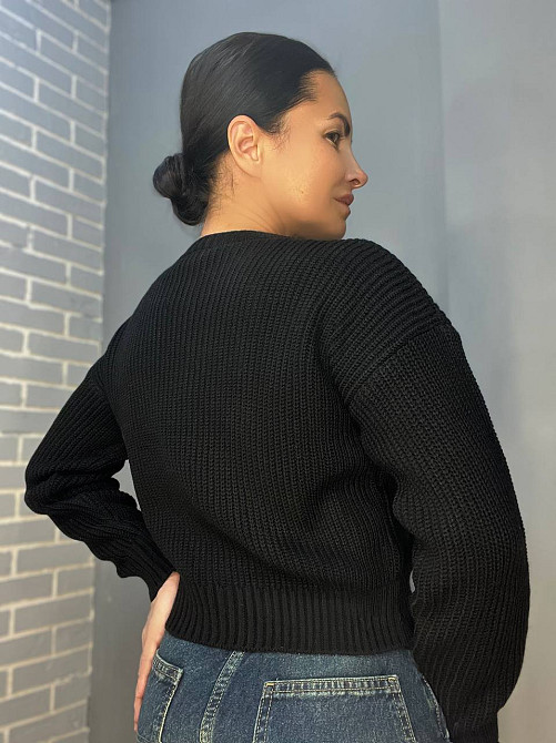 Свитер женский MIX RAY 6716 простой короткий базовый однотонный, черный, one size Киев - изображение 7