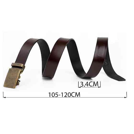 Ремень мужской с латунной пряжкой автомат Vintage 20264 Коричневый Киев