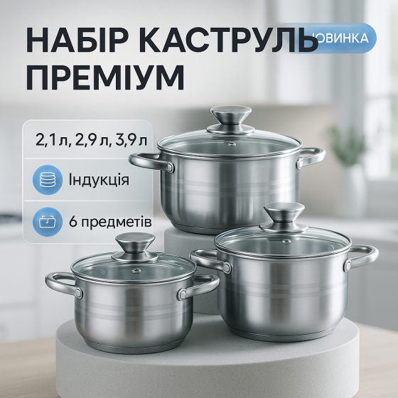 Набор кастрюль высшего качества, Набор кастрюль для электроплиты, Кастрюля из нержавеющей стали XO-38 Львов