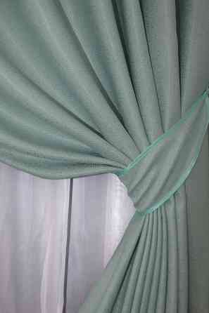 Комплект готових штор VR-Textil Льон рогожка № 774ш Блакитний 150х300см 2 шт (30-558) Київ