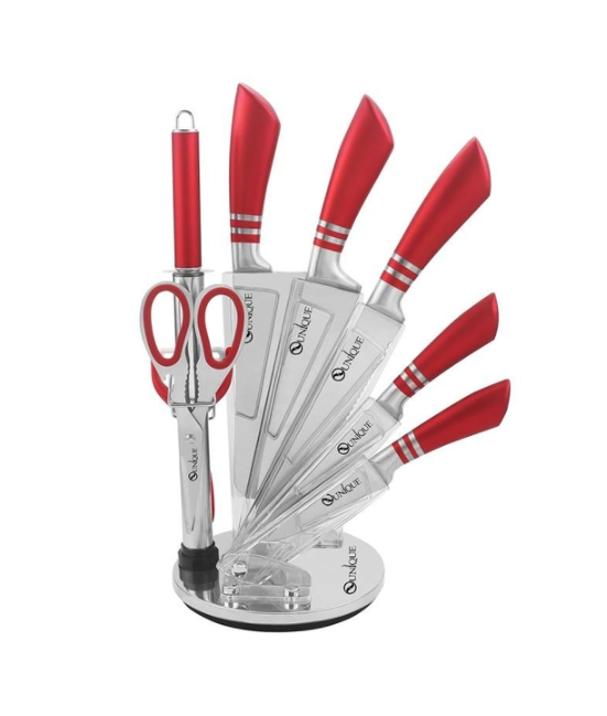 Набор ножей UNIQUE UN-1832 с ножницами и вращающейся подставкой: поварской, хлебный, овощной ножи из нержавеющ Одесса - изображение 4