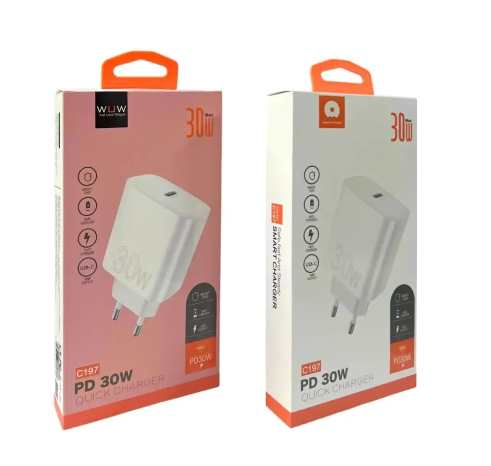 Зарядний пристрій WUW C197 220В 30Вт з портом Type-C, підтримка швидкої зарядки 5В/9В/12В для гаджетів Одеса - фото 3