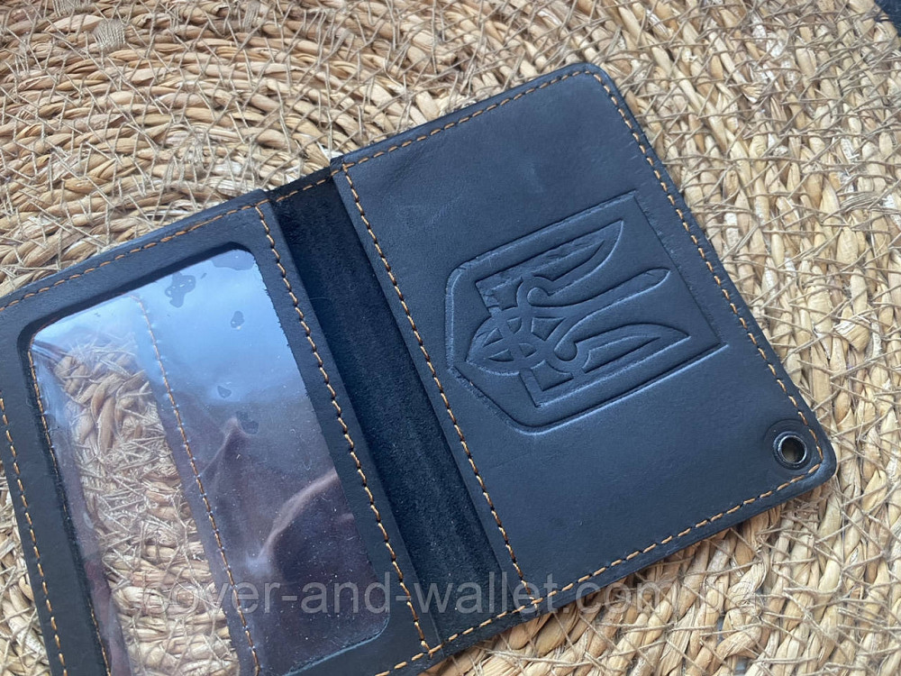 Обкладинка на нове посвідчення ДСНС із вінтажної шкіри чорного кольору Київ - фото 8