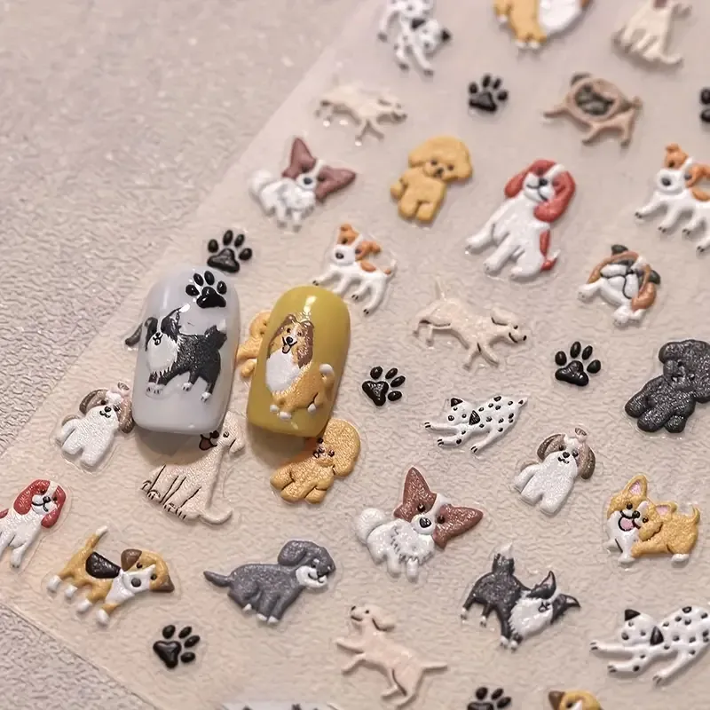 Наклейки для ногтей 3D рельефные – собаки и лапки, 1 лист 7×9 см Киев - изображение 2