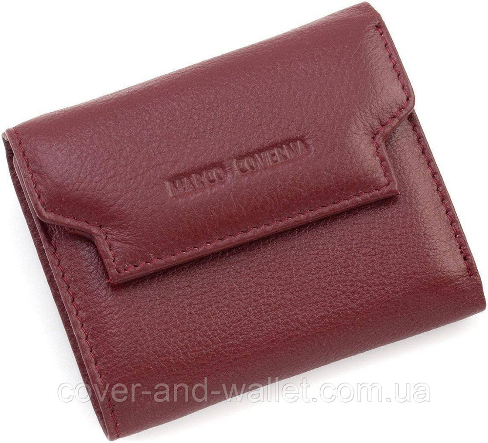 Компактне шкіряне жіноче портмоне бордового кольору Marco Coverna Київ - фото 1