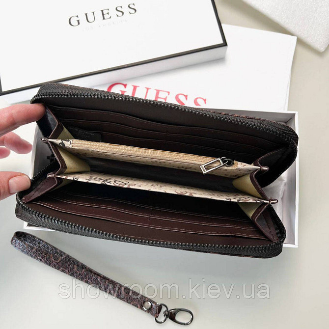 Жіночий гаманець на блискавці Guess (7595) коричневий Київ - фото 3