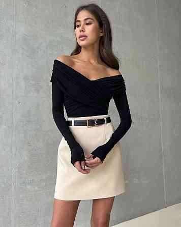 Жіночий романтичний боді з драпіруванням трикотаж масло Чорний Одеса