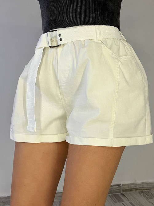 Шорти жіночі A-N 5701 мом на резинке з ременем короткі білі, білий, L, L, 85 см, 112 см Київ - фото 11