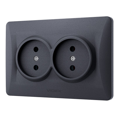 Розетка Videx_ BINERA 2ая черн (VF-BNSK2-BG) Вінниця - фото 2