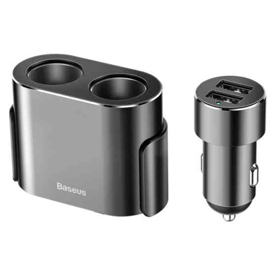 Автомобільний зарядний пристрій Baseus 2 USB 3.1A + 2 Прикурівка 80W CRDYQ-01 (Чорний) Миколаїв