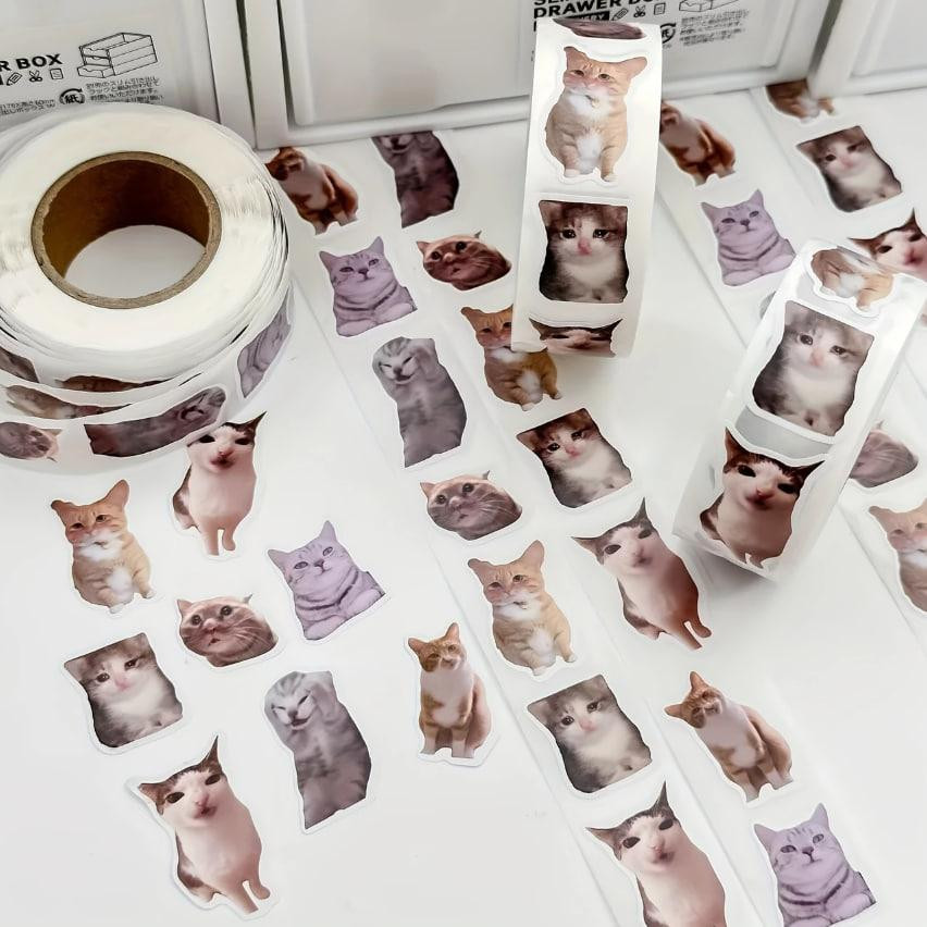 Наклейки Стікери Коти - Водонепроникні Вінілові Естетичні Наклейки з Котами для Пляшки Води, Комп'ют Київ - фото 3
