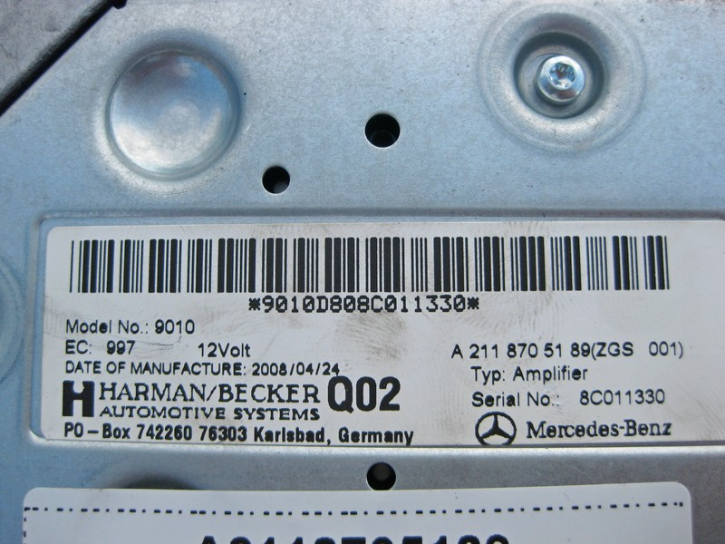 Mercedes-Benz  A2118705189 Підсилювач сабвуфера задньої полиці Harman/Becker ML W164 GL X164 E-Class W211 W212 CLS C218 C219 GLK X204 Одесса - изображение 4