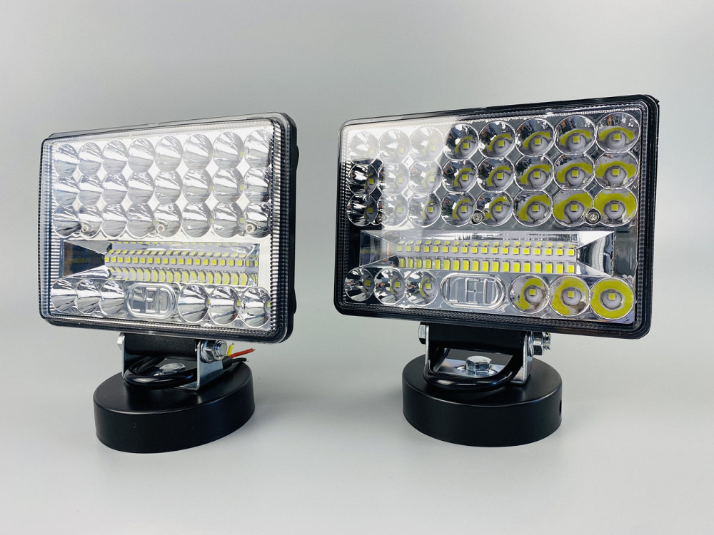 Фара LED прямокутна 144W 6000K (48 діодів) (15см х 11см х 3см) (ближній + дальній) ПОЛЕГШЕНИЙ КОРПУС! Мукачево - фото 5