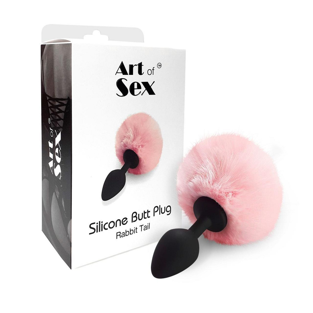 Силиконовая анальная пробка М Art of Sex - Silicone Bunny Tails Butt plug Pink, диаметр 3,5 см Sex Aura Киев - изображение 3