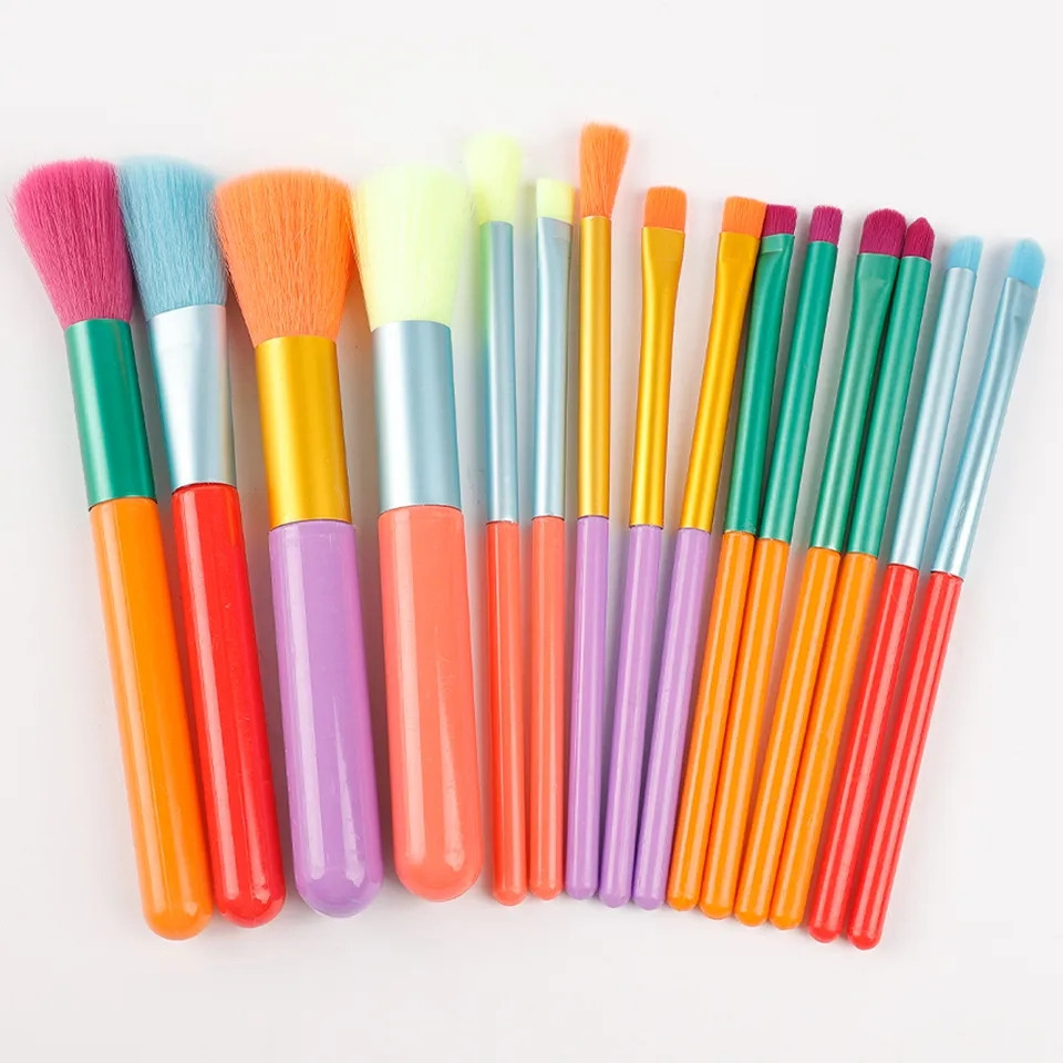 Набор кистей для макияжа разноцветных 15 штук, искусственный ворс Киев - изображение 2