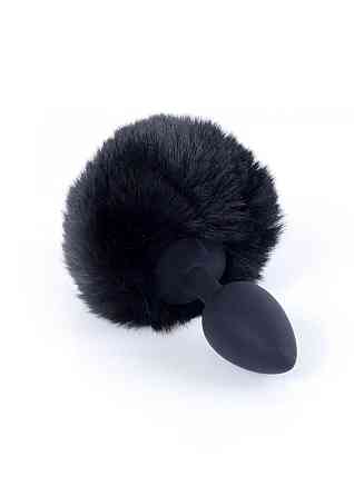 Анальна пробка - Bunny Tail Silicone Black Plug Black Sex Aura Київ
