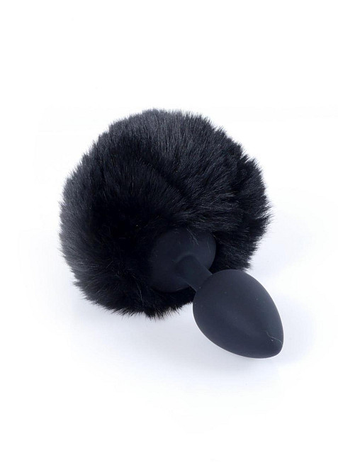 Анальна пробка - Bunny Tail Silicone Black Plug Black Sex Aura Київ - фото 3