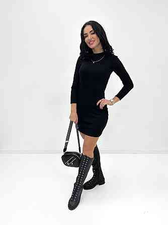 Теплое платье рубчик Hillary батал 50-52, Черный Киев