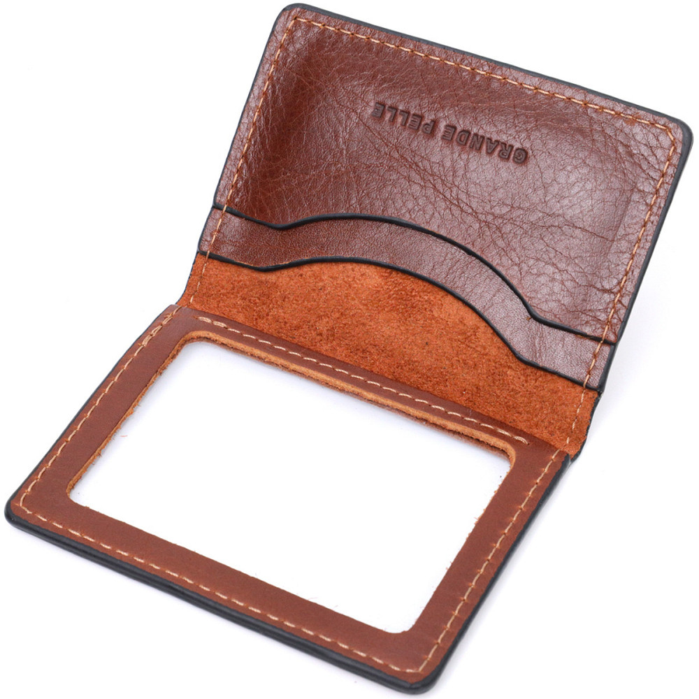 Шкіряна невелика візитниця Коричневий (GRANDE PELLE) Київ - фото 9