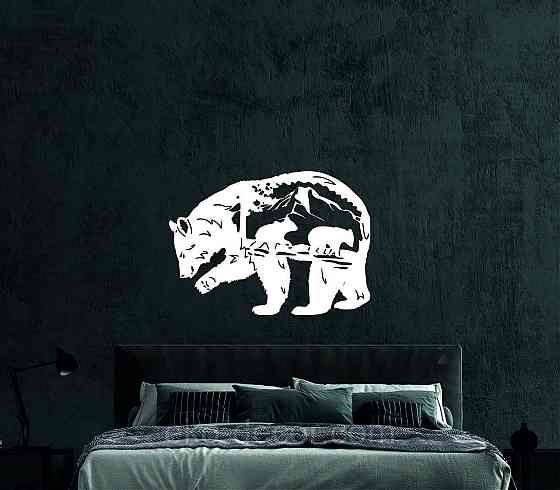 Декоративне настінне Панно «Ведмідь», Декор на стіну 90*64 см, Білий Київ