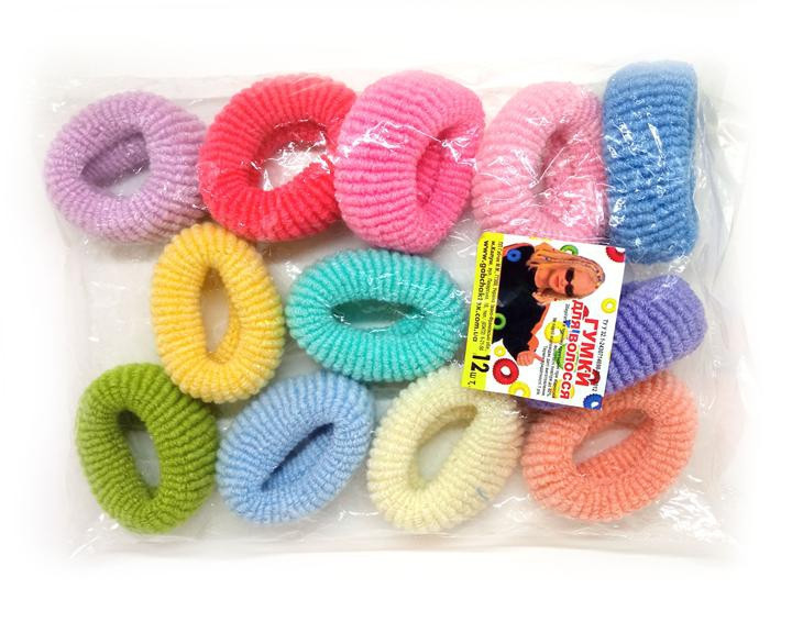 Резинка для волос цветная махровая 12 шт Киев - изображение 1
