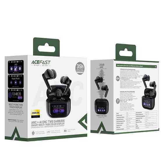 Бездротові навушники TWS ACEFAST W6 smart screen,ENC, IPX4, Black Одеса