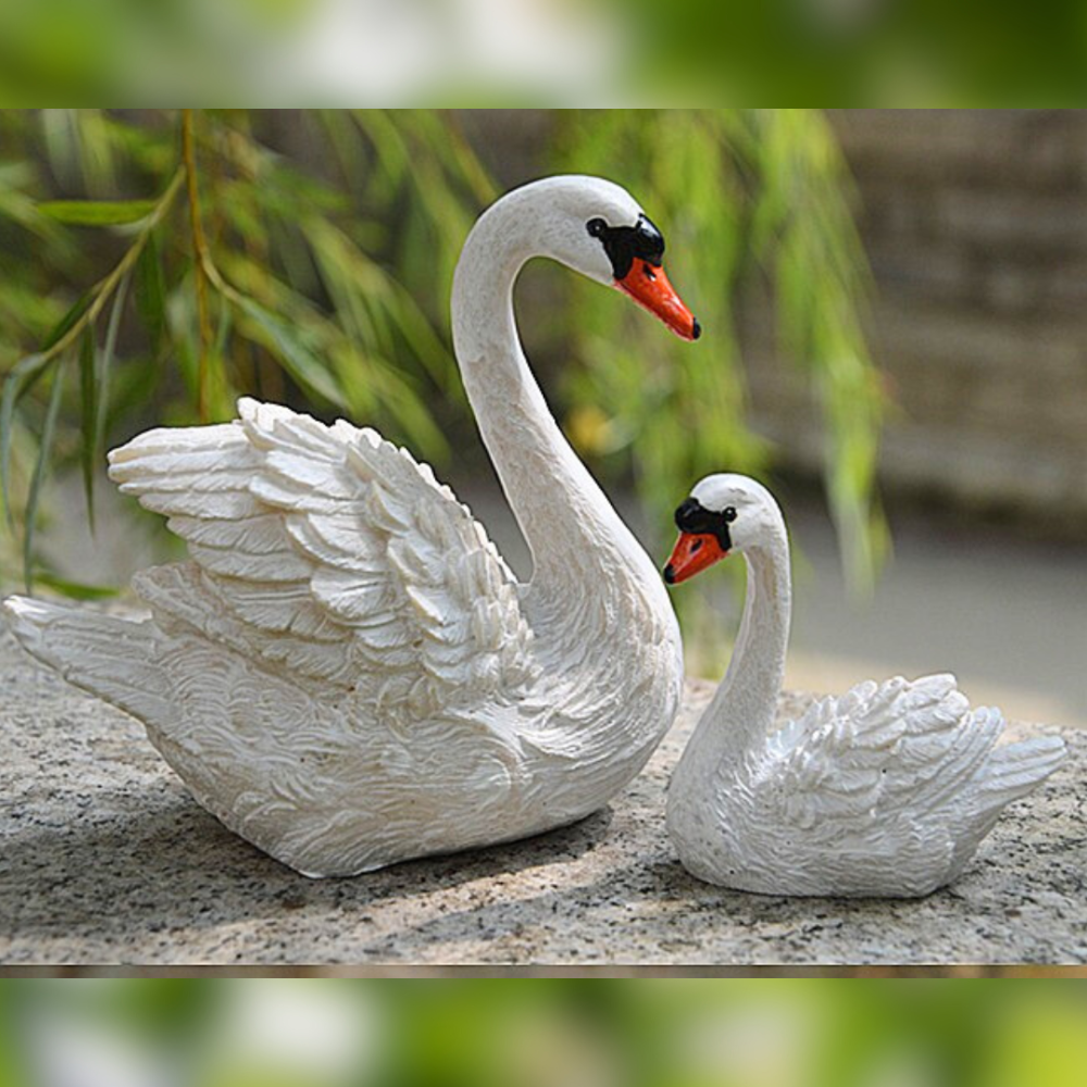 Фигурки из полистоуна Лебеди 2 шт 10 х 9.5 х 4.5 см для микроландшафта. Набор Одесса - изображение 1