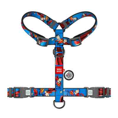 Шлея для собак WAUDOG Nylon H-подібна з QR-паспортом "Сила Супермена", пластиковий фастекс L (345-1079) Вінниця