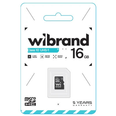 Карта пам&apos;яті Wibrand 16GB microSD class 10 UHS-I (WICDHU1/16GB) Вінниця - фото 2