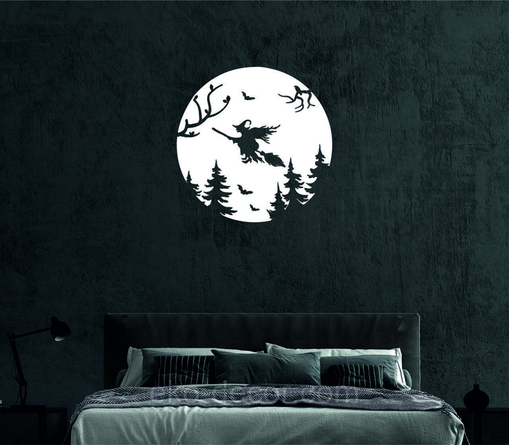 Декоративное настенное Панно «Ведьма на луне», Декор на стену 90*90 см, Белый Киев - изображение 10