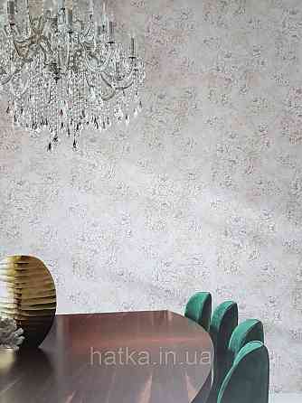 Шпалери метрові вінілові на флізелін Grandeco Poem квіти троянди структурні бузкові зелені на рожевому Київ