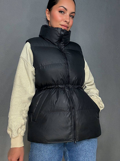 Жилетка женская Lady Yep 10006 длинная с затяжкой на талии черная, черный, 44 Киев - изображение 16