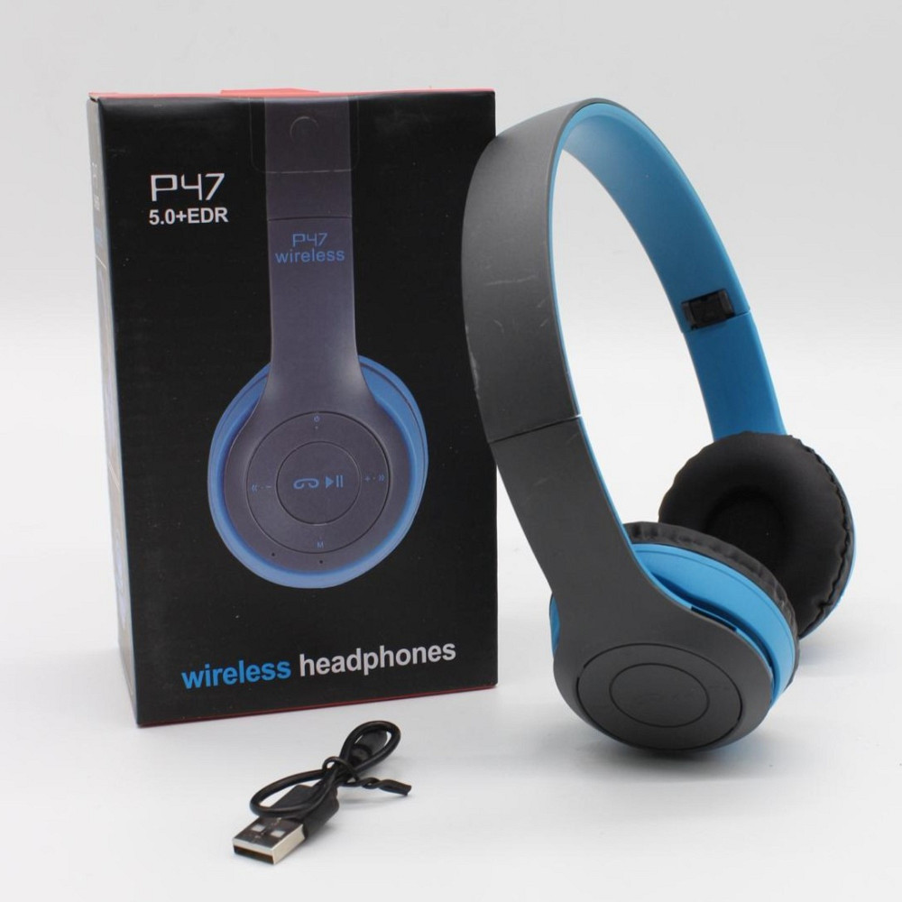 Бездротові Bluetooth-навушники з мікрофоном і Mp3 плеєром, P47, Синій/Стереогарнітура/Накладні навушники блютуз Київ - фото 10