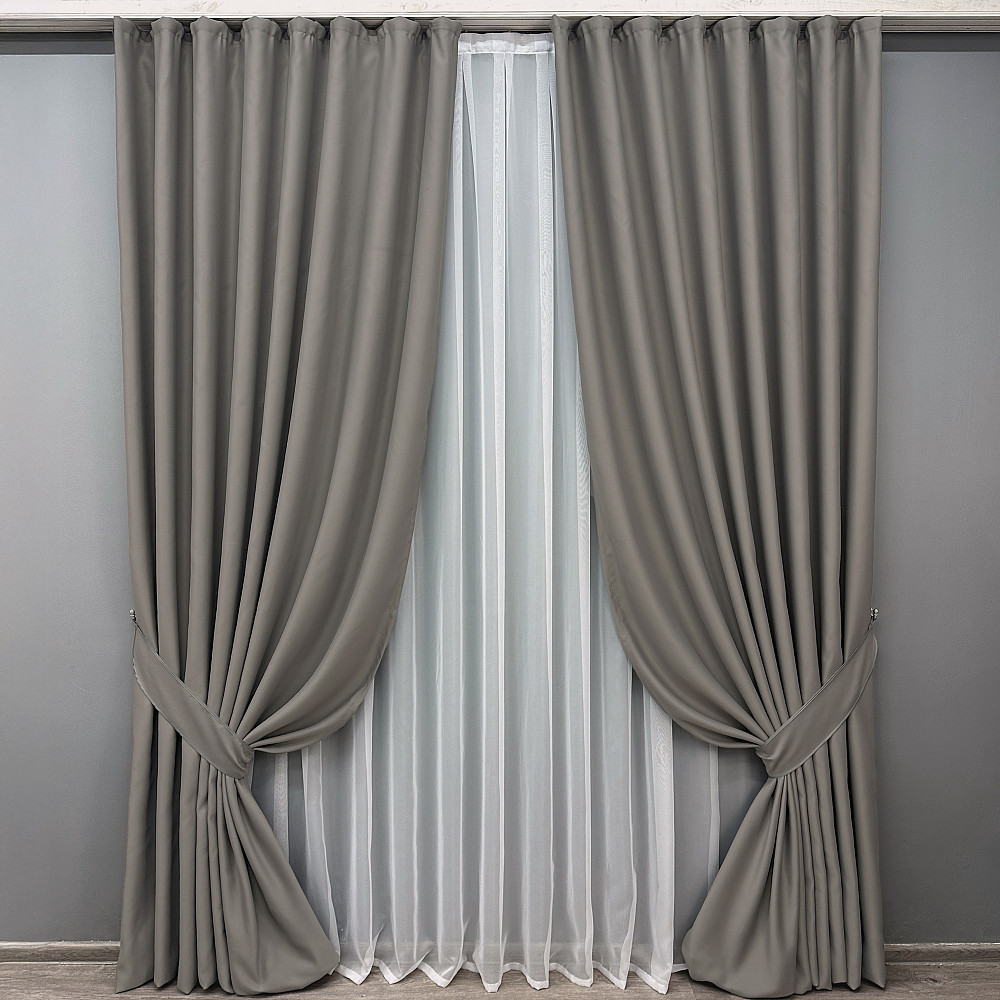Комплект готовых штор VR-Textil Bagema Rvs № 1893ш Серый 100х270 см 2 шт (31-0052) Киев - изображение 2