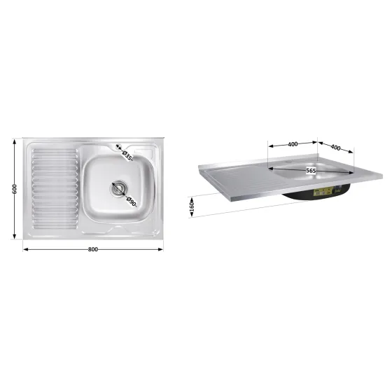Кухонная мойка Brinex 6080-R 0,6 мм Satin (BRIN6080RSAT06) Киев