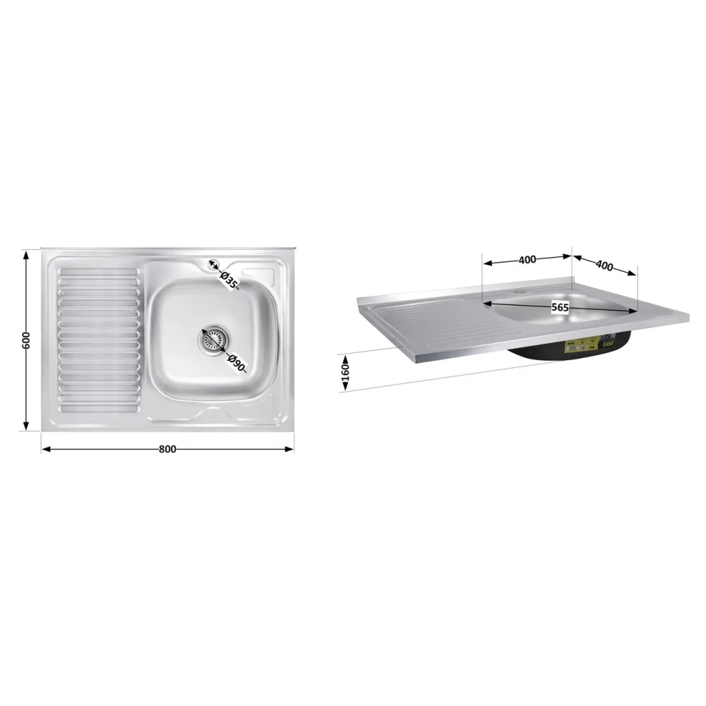 Кухонная мойка Brinex 6080-R 0,6 мм Satin (BRIN6080RSAT06) Киев - изображение 2