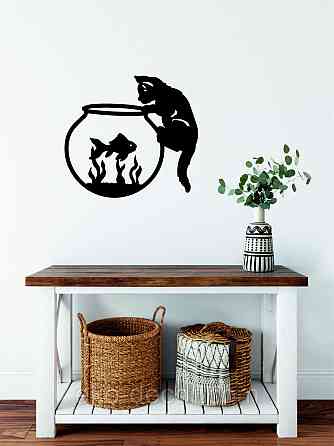 Декоративное настенное Панно «Кот» Декор на стену 70*63 см, Черный Киев