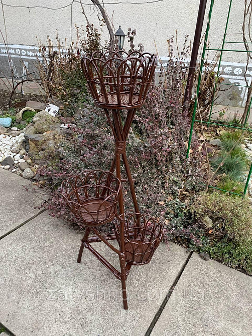 Підставка для квітів плетена з лози в коричневому кольорі Київ - фото 5