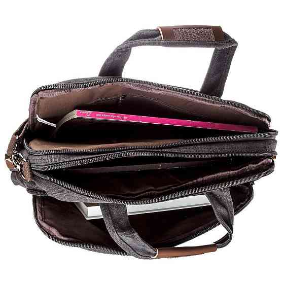 Сумка текстильная для ноутбука на два отделения Vintage 20177 Черная Киев