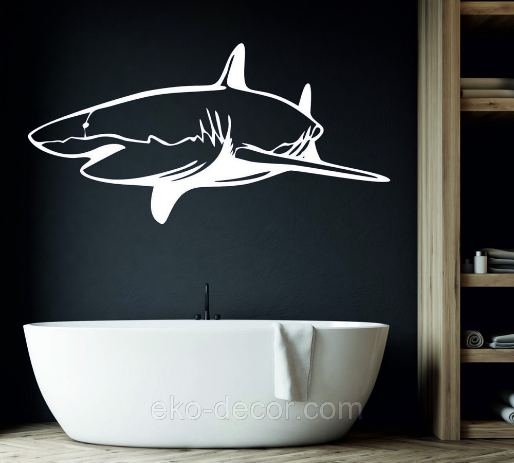 Декоративное настенное Панно «Акула» Декор на стену 70*34 см, Белый Киев - изображение 1