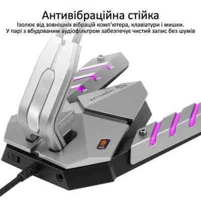 Микрофон Vertux Streamer-3 LED USB Grey (streamer-3.grey) Винница