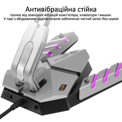 Микрофон Vertux Streamer-3 LED USB Grey (streamer-3.grey) Винница - изображение 2