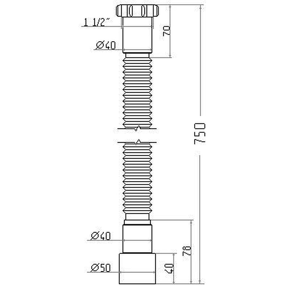 Гнучка труба Waterstal АС-1013 1 1/2″х40/50 з гайкою, 750мм Луцьк - фото 2