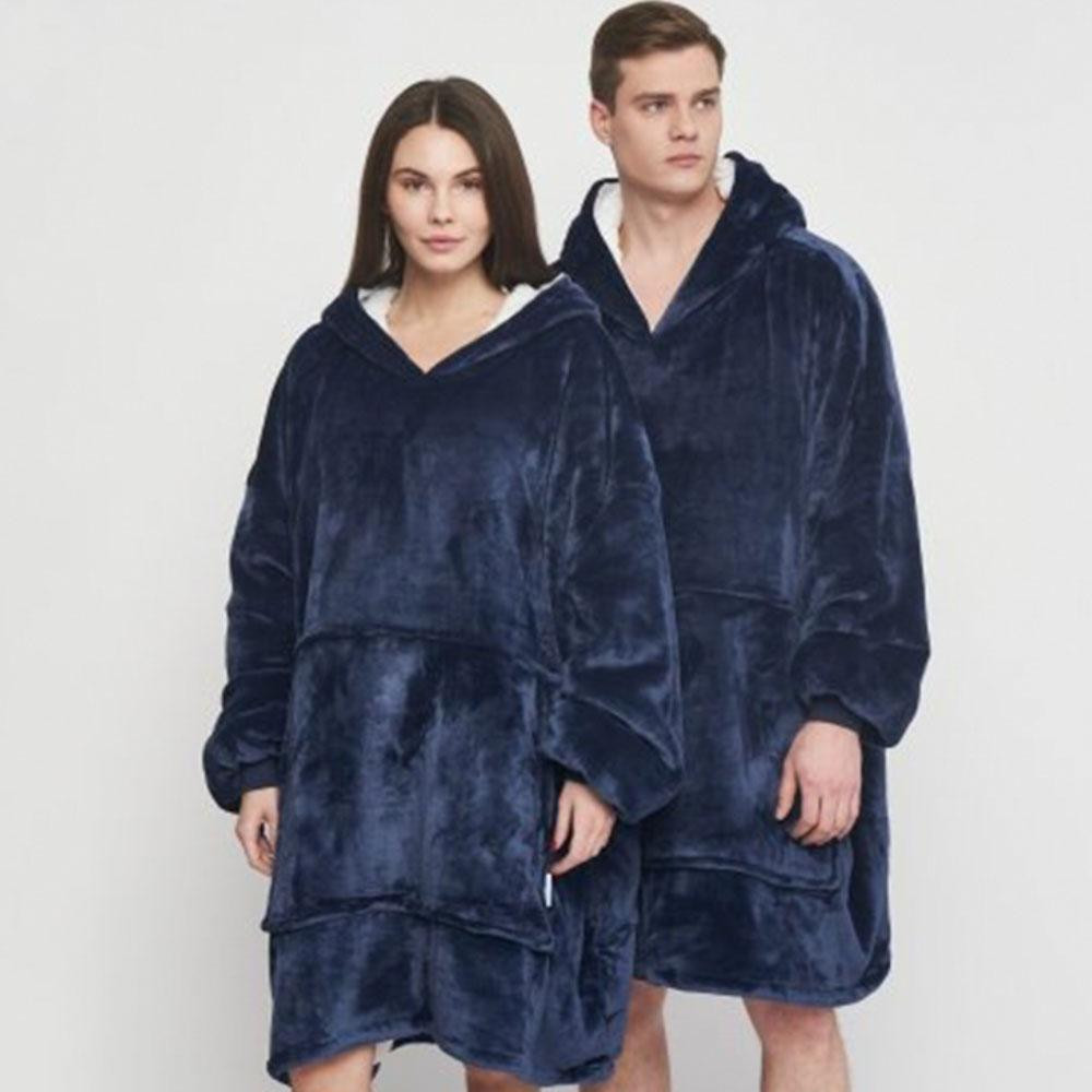 Плед толстовка с капюшоном (100х80см) HUGGLE HOODIE, Синий / Плед-худи / Оверсайз толстовка плед с капюшоном Киев - изображение 3